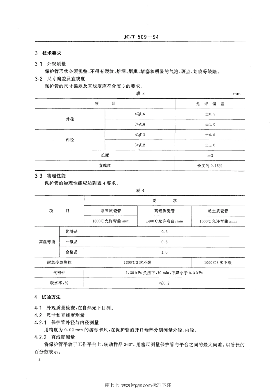 JC∕T 509-1994 热电偶用陶瓷保护管--------  .pdf_第3页