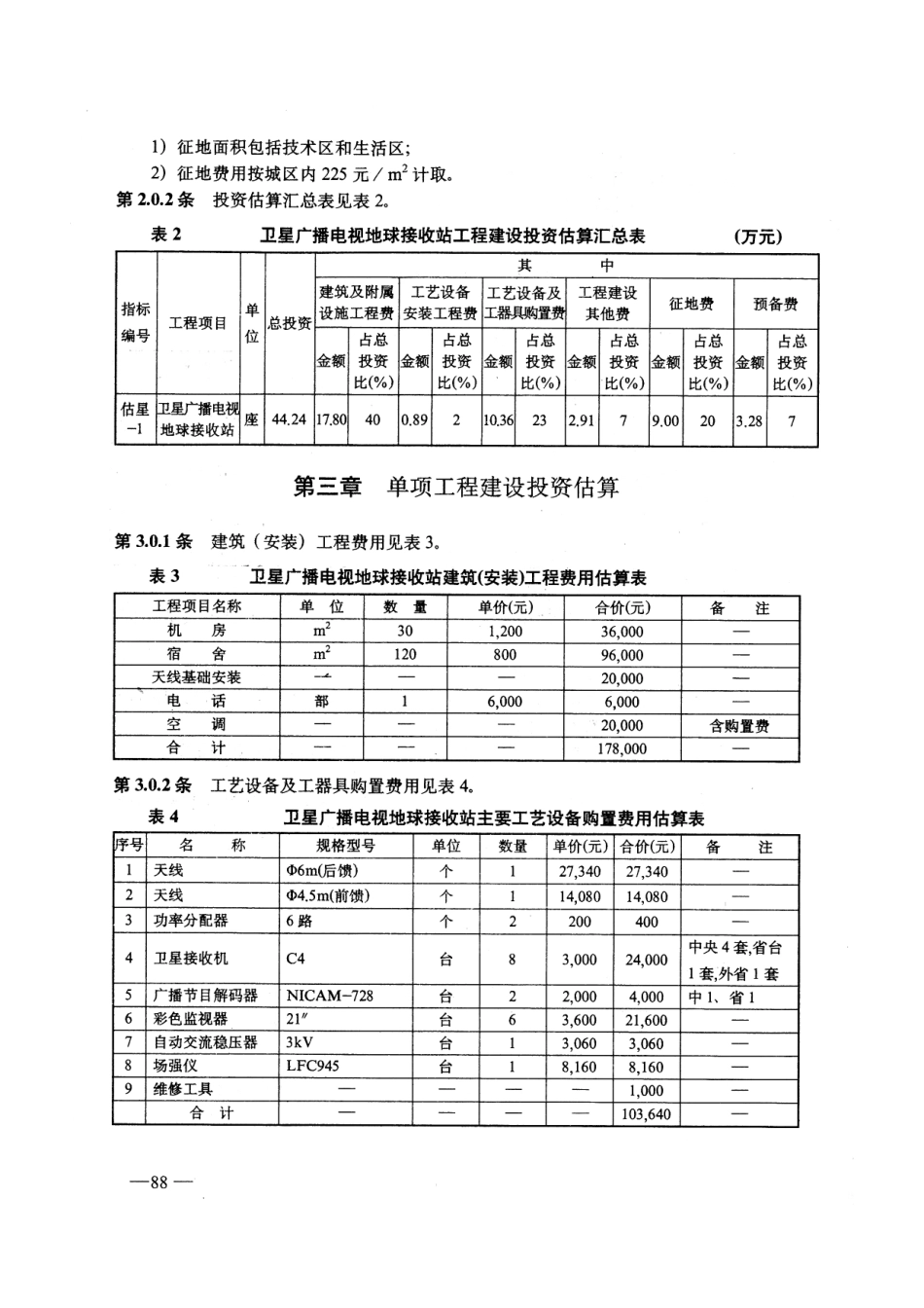 卫星广播电视地球接收站工程建设投资估算指标GY5208-1995---------  .pdf_第3页