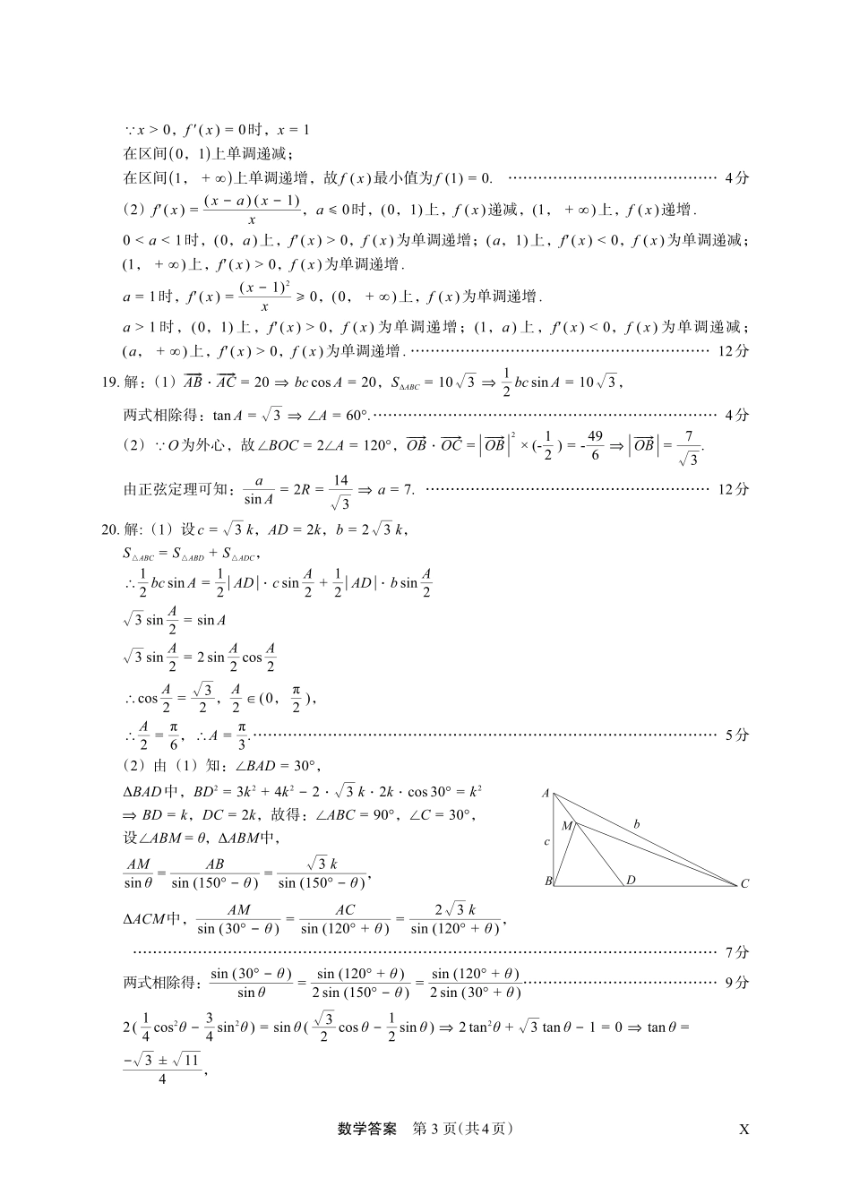 河南省顶级名校2023-2024学年高三上学期10月质量监测考试——数学答案.pdf_第3页