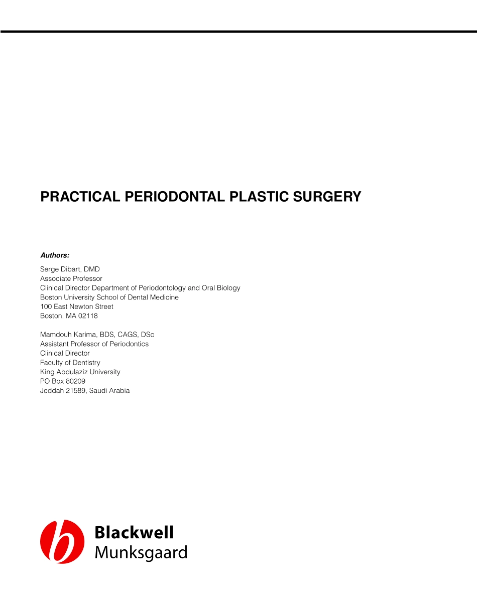 Practical Periodontal Plastic Surgery - S. Dilbart, M. Karima (Blackwell, 2006) .pdf_第3页