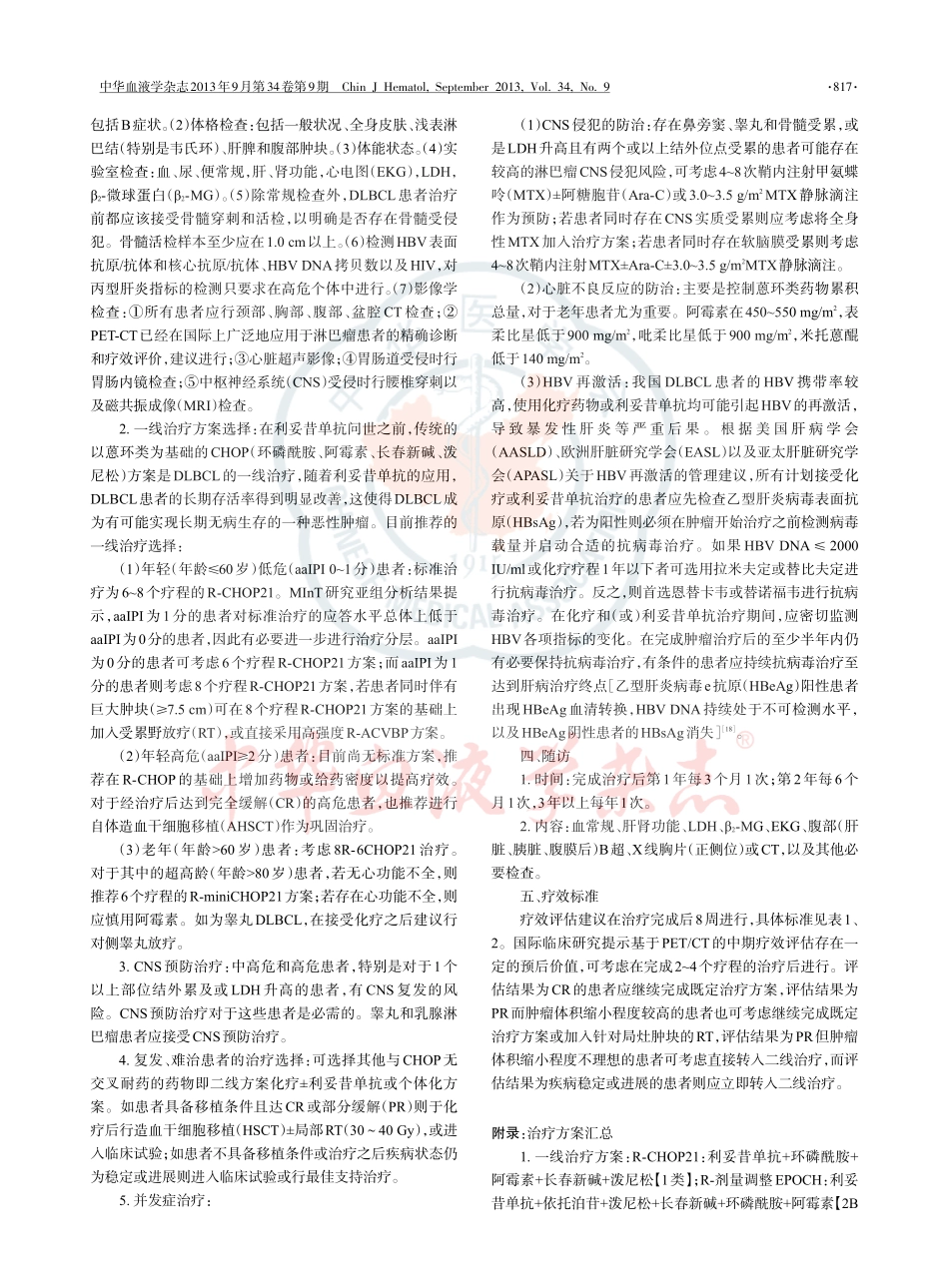 中国弥漫大B细胞淋巴瘤诊断与治疗指南（2013 年版）.pdf_第2页