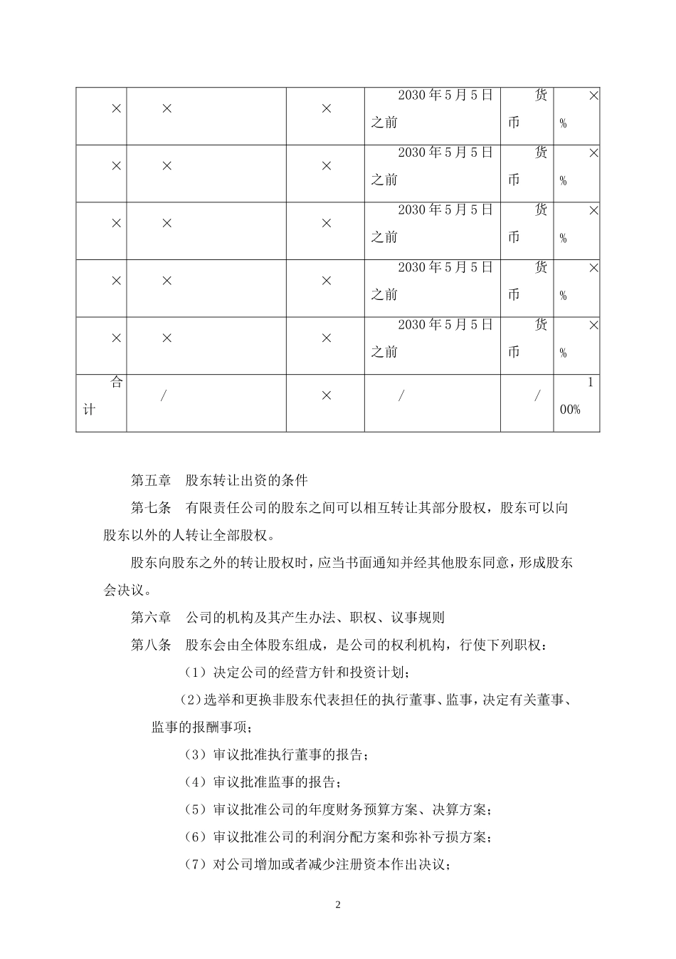 河北工商局-有限责任公司章程(多人股东).doc_第2页