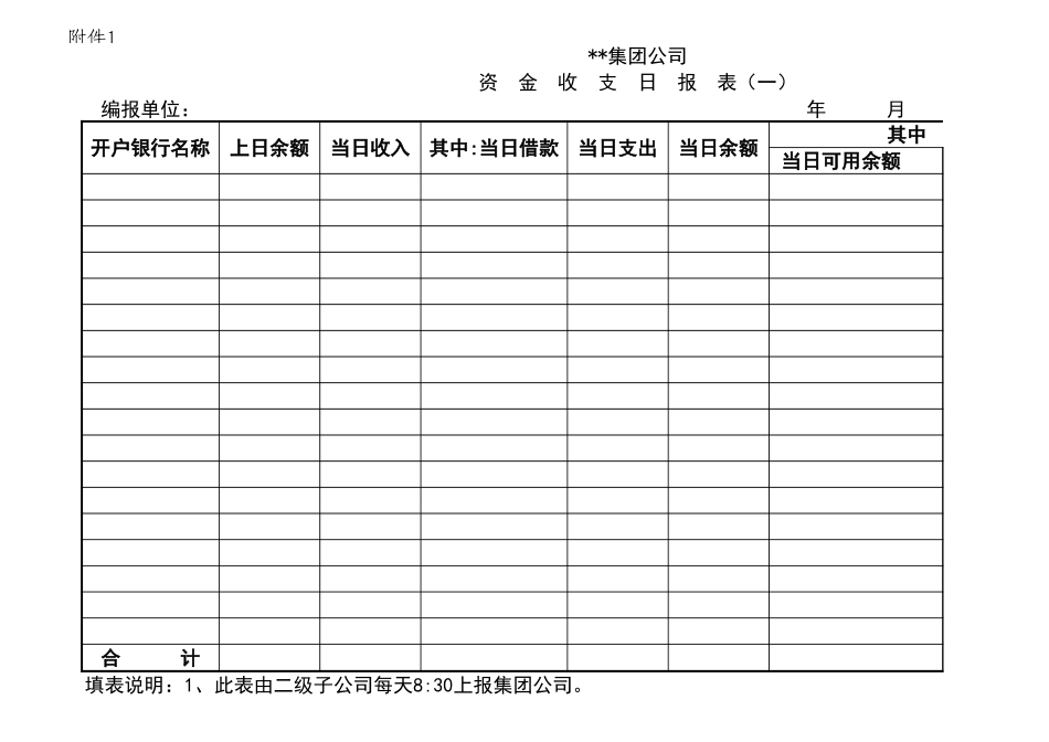 宏酷财税-参考工具：子公司资金报表格式.xls_第1页