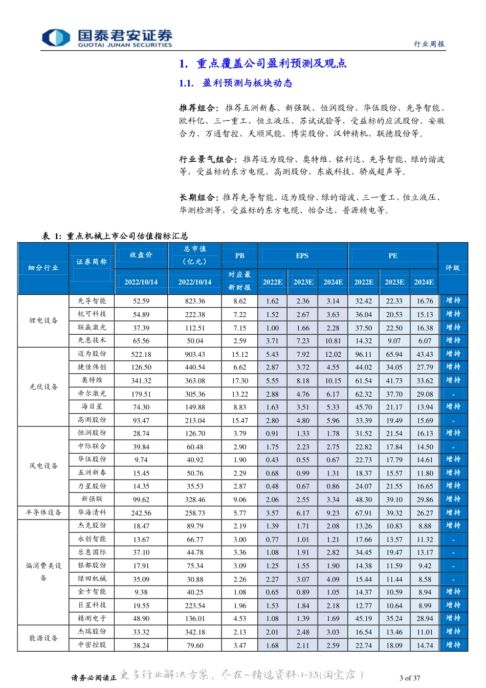 20221016-国泰君安-机械行业周报：重点推荐风电设备，自动化和工程机械有望复苏.pdf_第3页