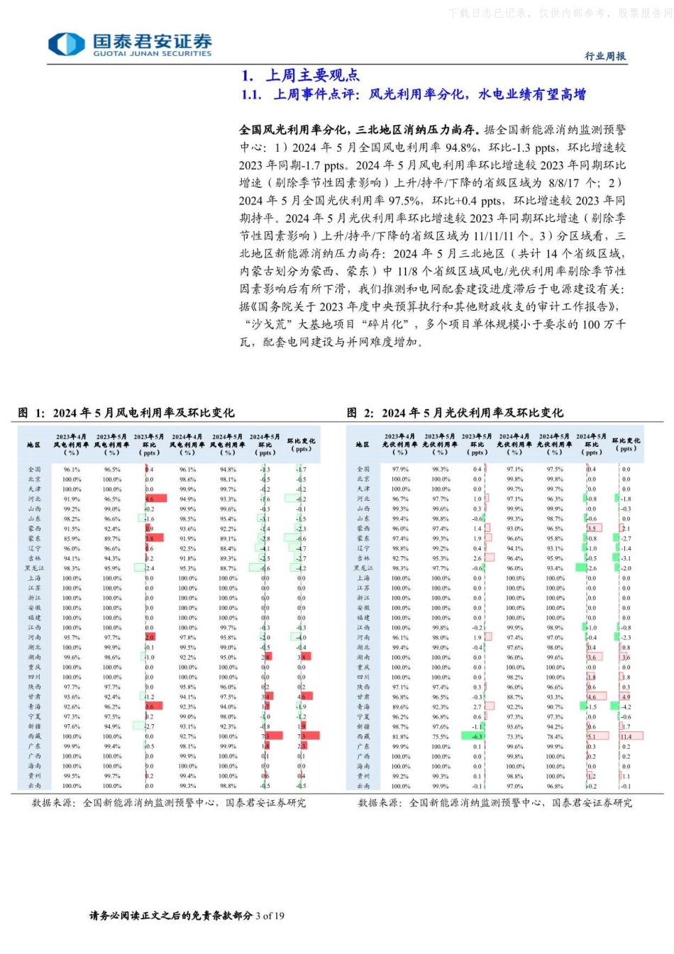 国泰君安证券：公用事业行业-风光利用率分化，水电业绩有望高增.pdf_第3页