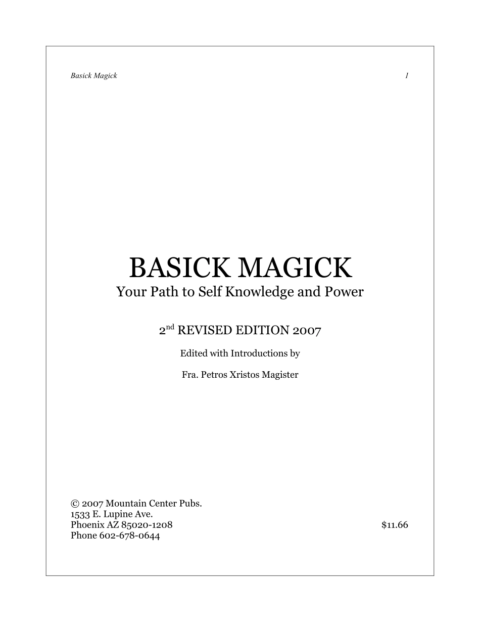 Basic Magick(新人推荐必看入门）.pdf_第1页