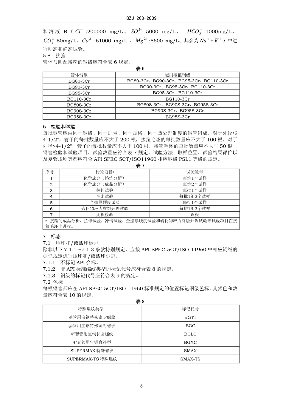 BZJ 263-2009 经济型抗CO2和CO2+H2S腐蚀油套管.pdf_第3页