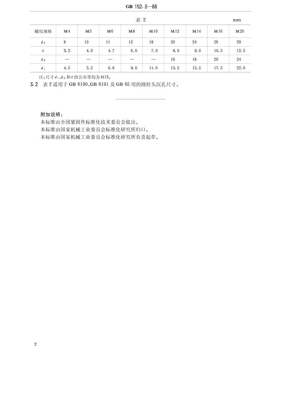 GB 152.3-88 紧固件 圆柱头用沉孔.pdf_第2页