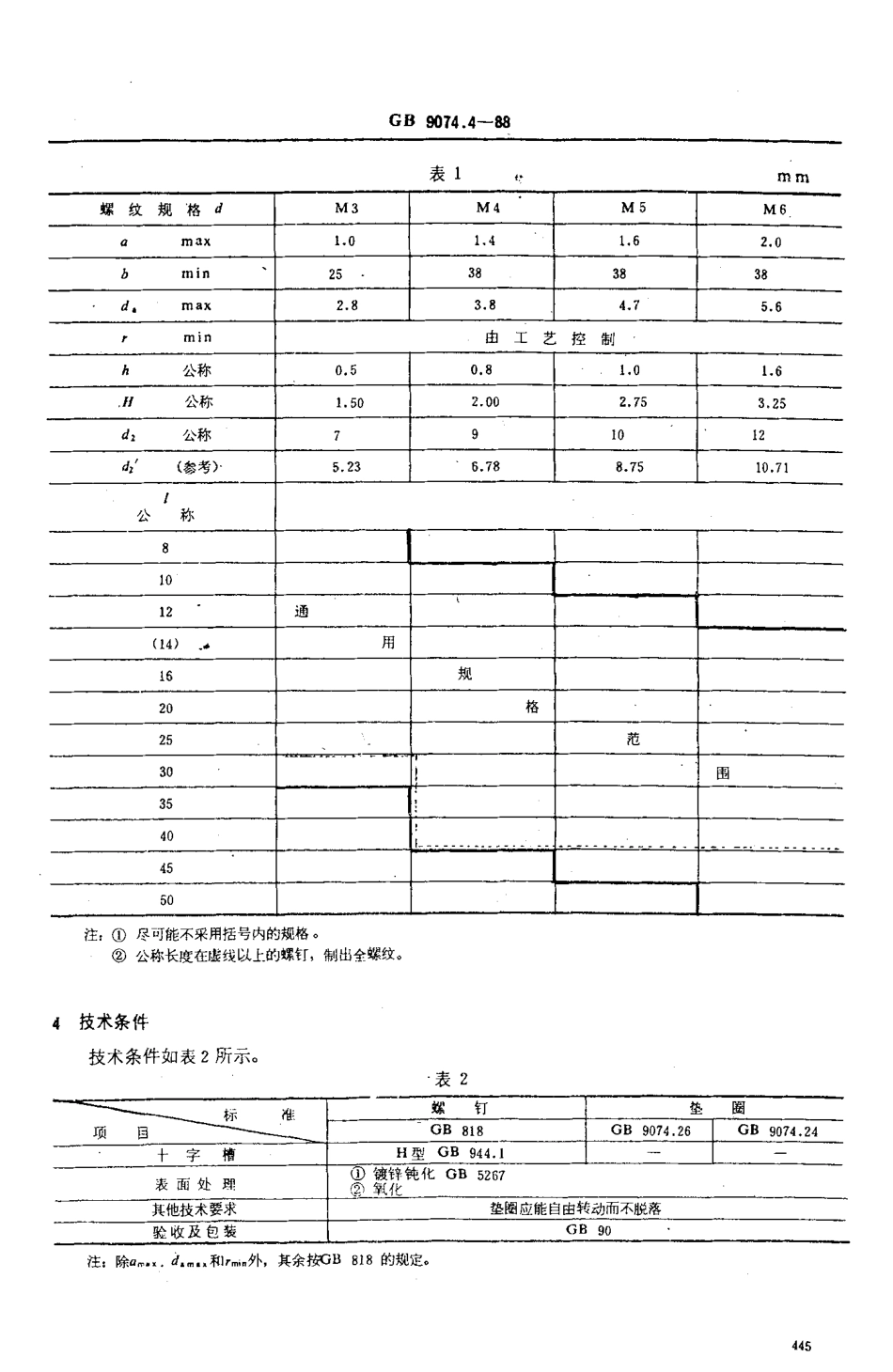 GB 9074.4-88 十字槽盘头螺钉、弹簧垫圈和平垫圈组合件.pdf_第2页