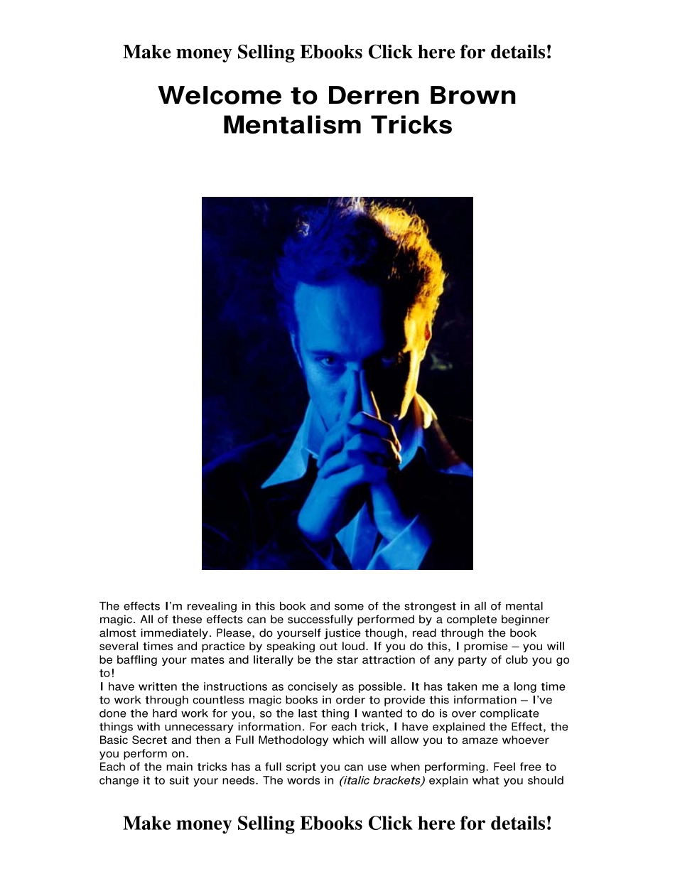 Wele To Derren Brown Mentalism Tricks.pdf_第1页