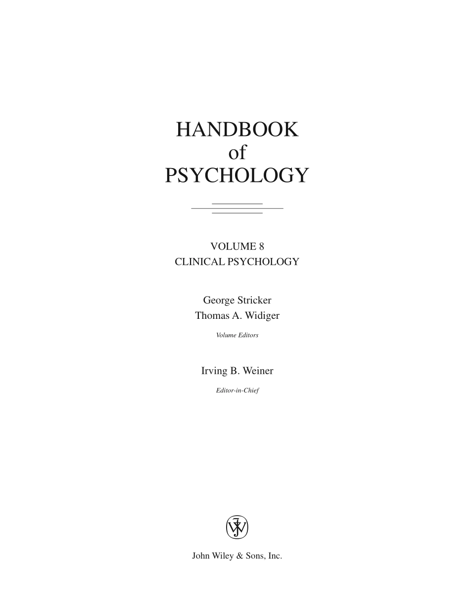 Wiley (2003) Handbook Of Psychology - Vol 08 - Clinical Psychology.pdf_第2页