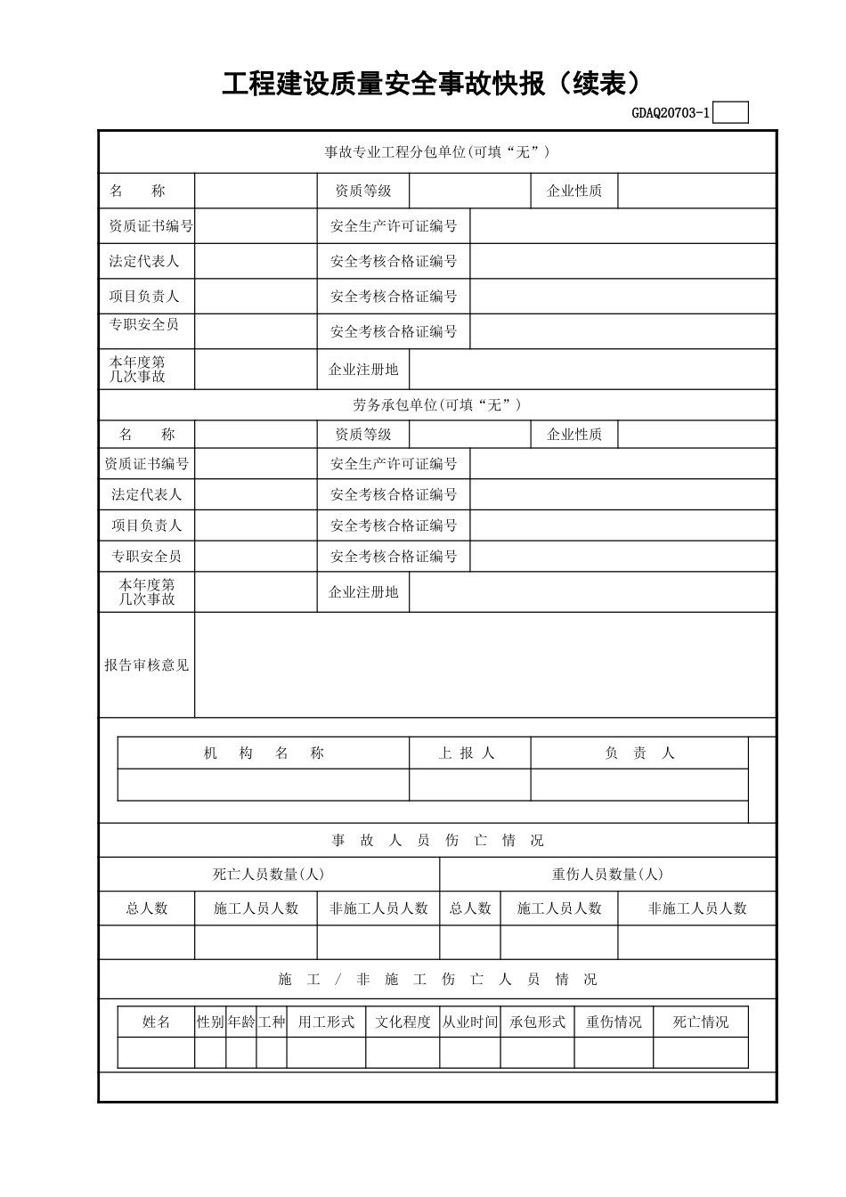工程建设质量安全事故快报(含续表)GDAQ20703.xls_第2页