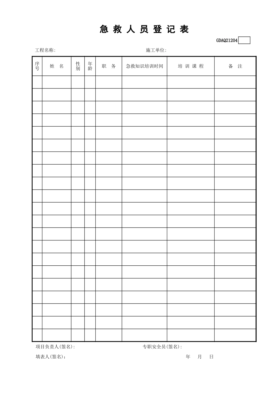 急救人员登记表GDAQ21204.xls_第1页