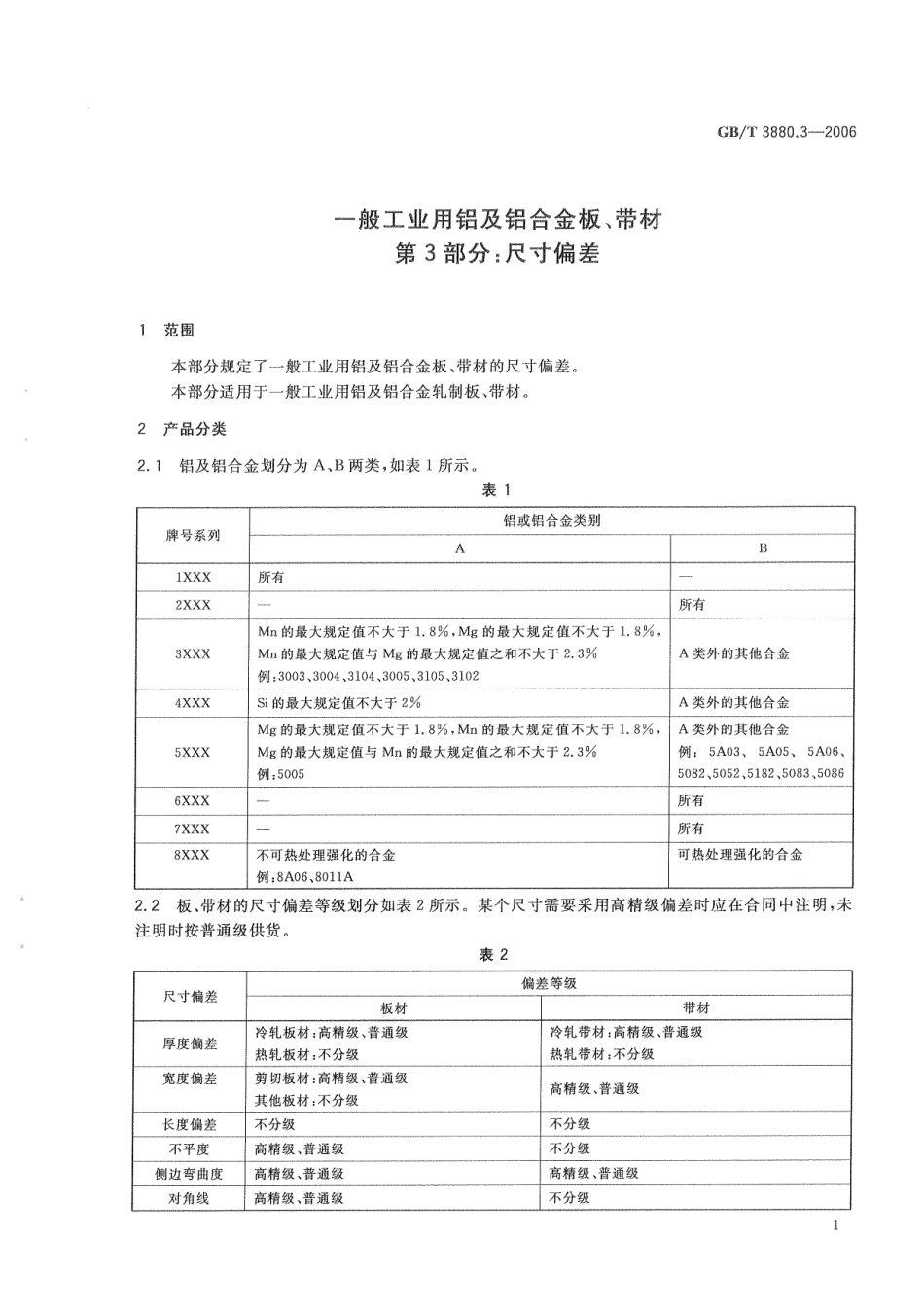 GB T 3880.3-2006 一般工业用铝及铝合金板、带材 第3部分：尺寸偏差.pdf_第3页