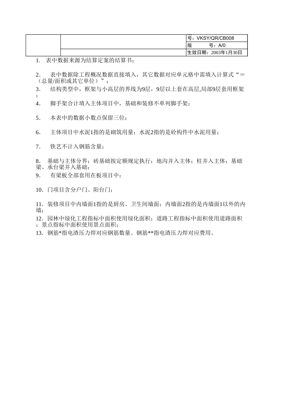 VKSY-QR-CB008成本信息搜集格式－结算分析.xls_第1页