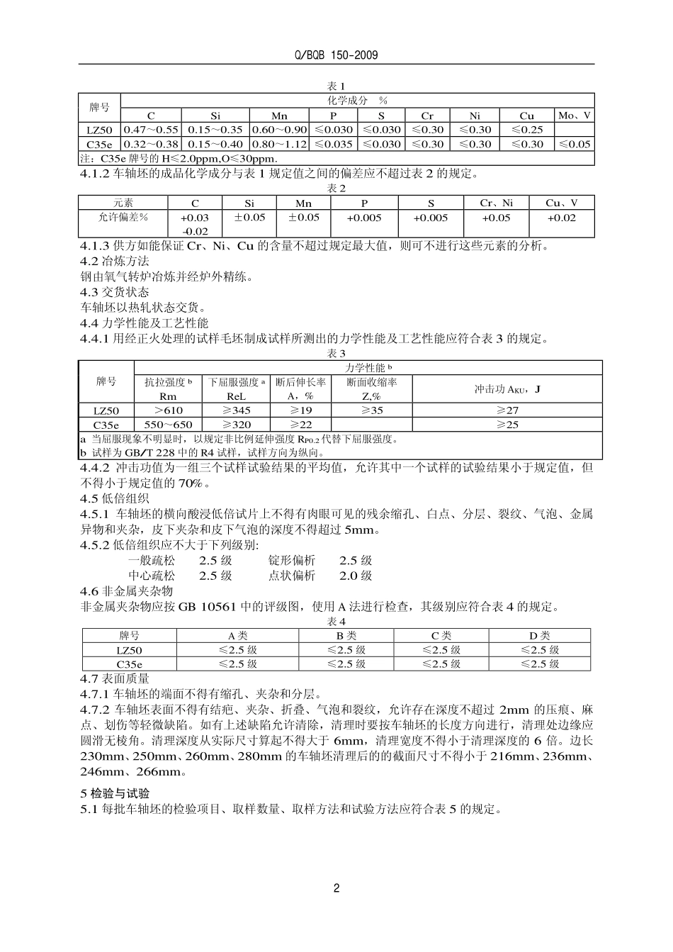 Q BQB 190-2009 轨道车辆用车轴坯.pdf_第2页