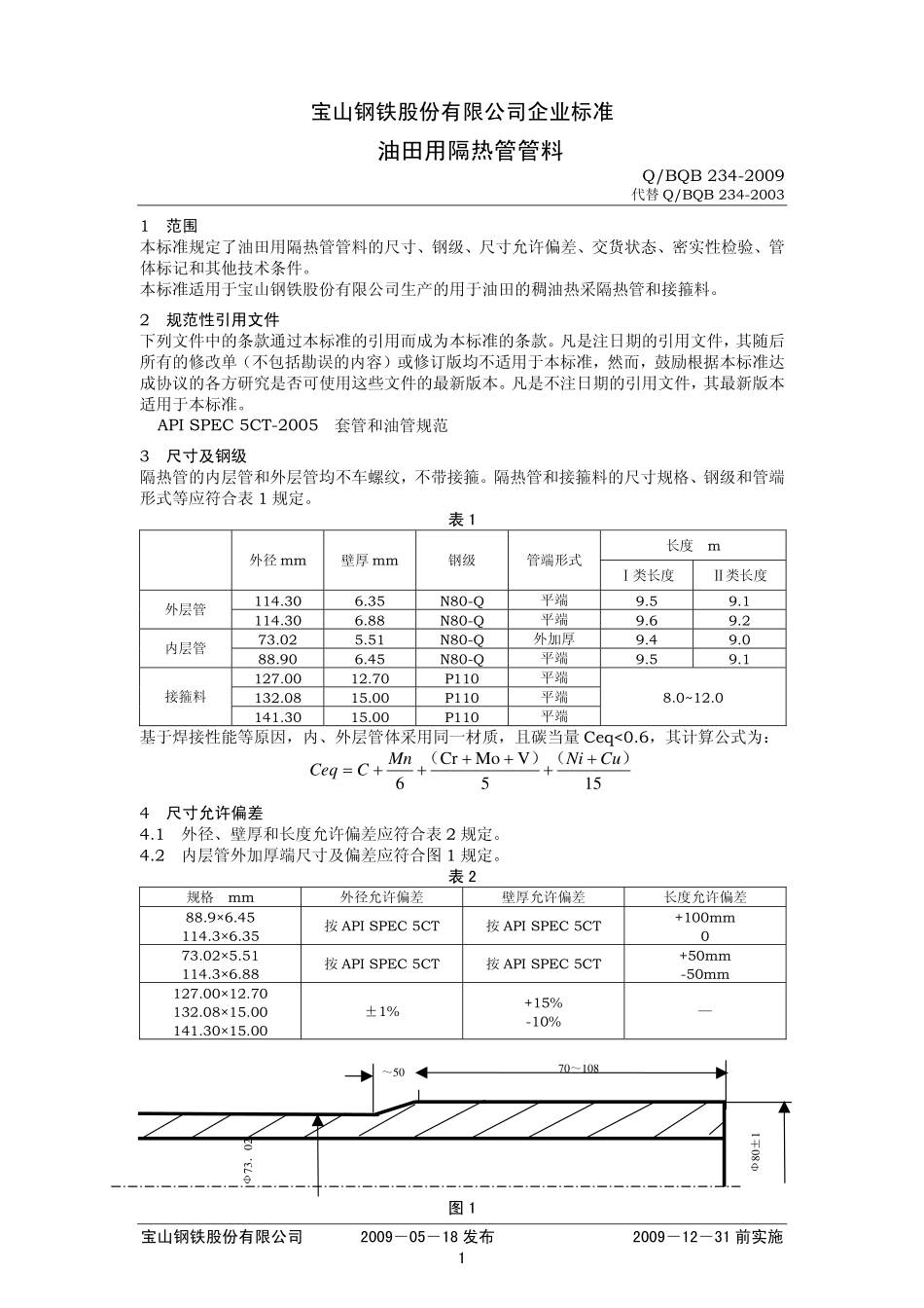 Q BQB 234-2009 油田用隔热管管料.pdf_第1页