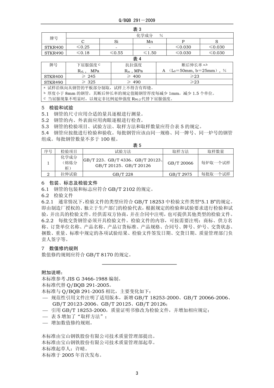 Q BQB 291-2009 一般结构用方、矩形焊管.pdf_第3页