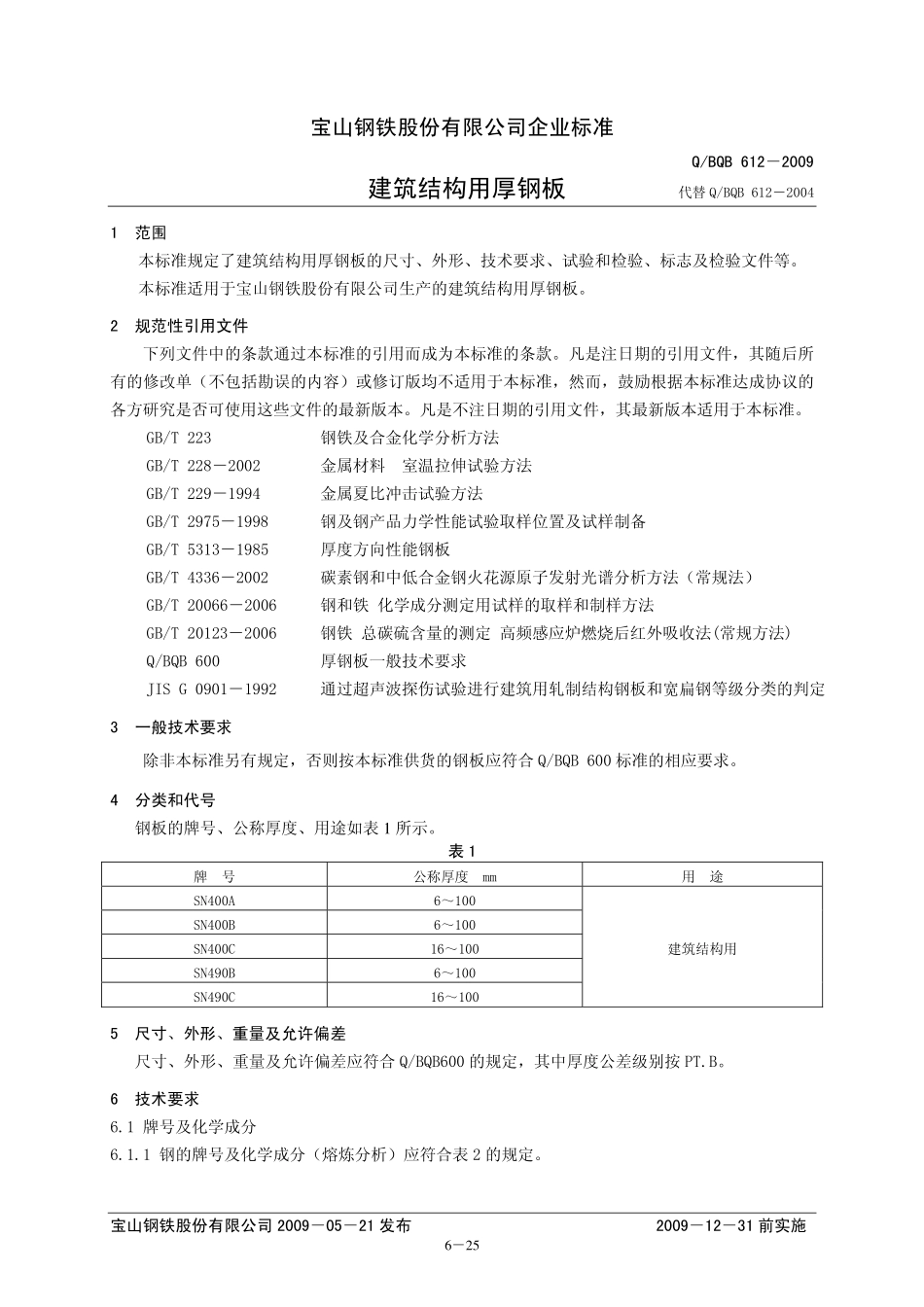 Q BQB 612-2009 建筑结构用厚钢板.pdf_第1页