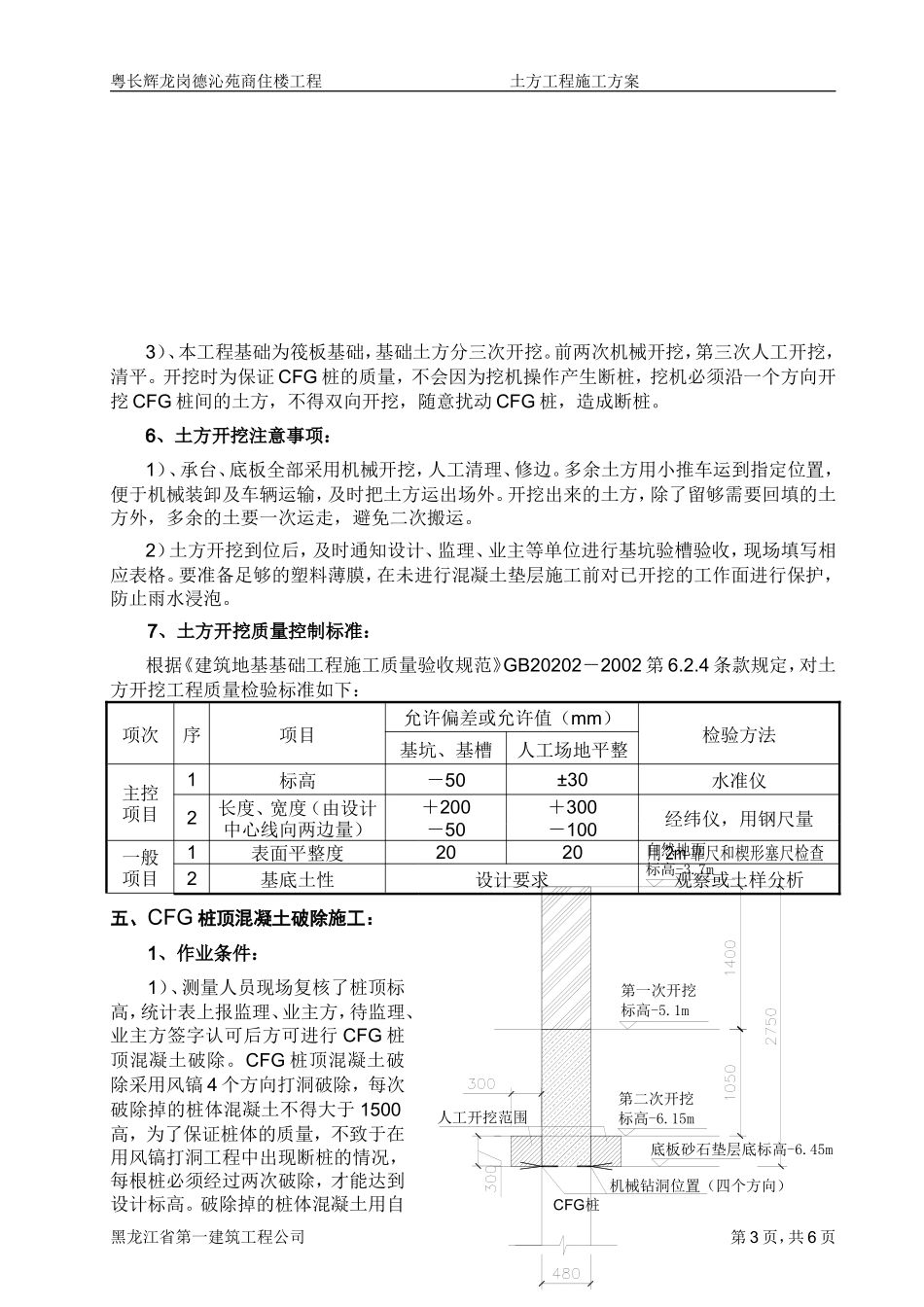 土方开挖、CFG桩顶破除施工方案.doc_第3页