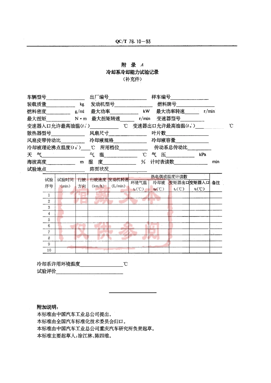 QC T 76.10-93 矿用自卸汽车试验方法 冷却系冷却能力试验.pdf_第3页