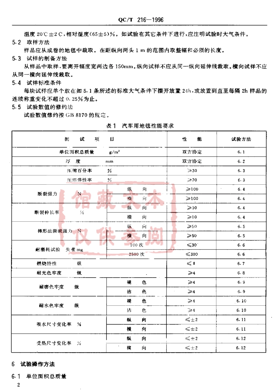 QC T 216-1996 汽车用地毯的性能要求及试验方法.pdf_第3页