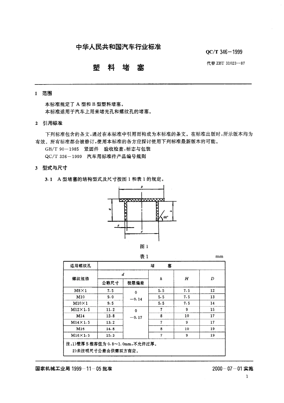 QC T 346-1999 塑料堵塞.pdf_第2页