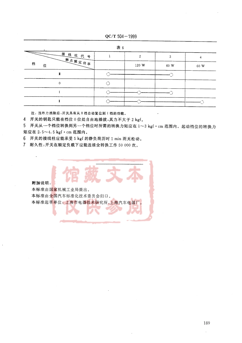 QC T 504-1999 汽车用点火开关技术条件.pdf_第2页