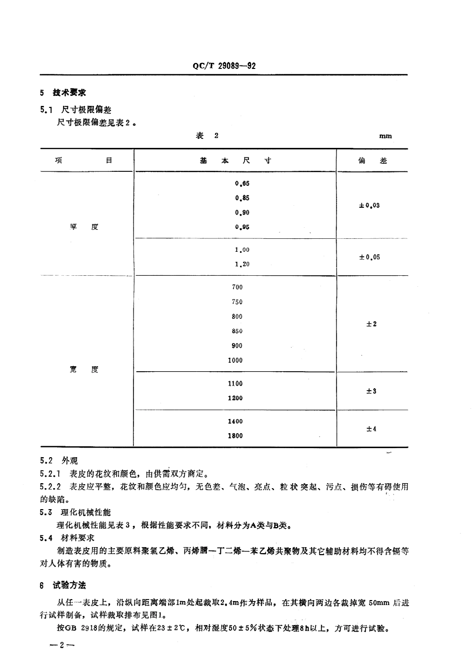 QC T 29089-92 汽车软化仪表板表皮.pdf_第2页