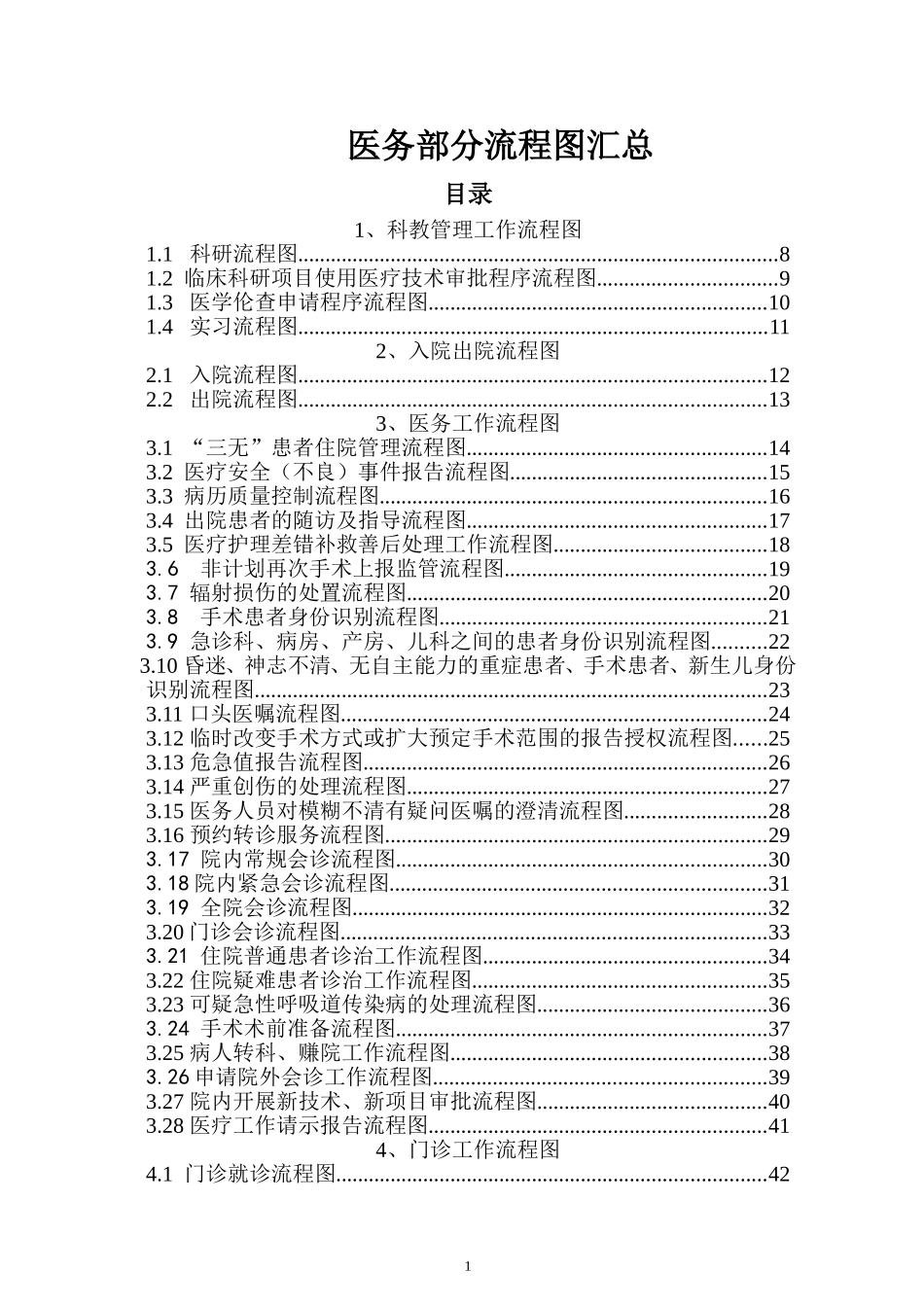 二甲医院科技教育科教管理工作流程图入院出院管理流程图word版.doc_第1页