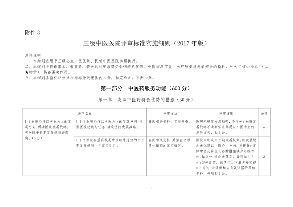 三级中医医院评审标准实施细则2017年版.pdf_第1页