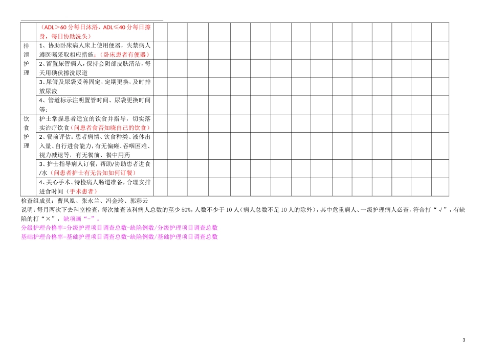 医院分级护理质量检查与监管考核表格记录台账word版.doc_第3页