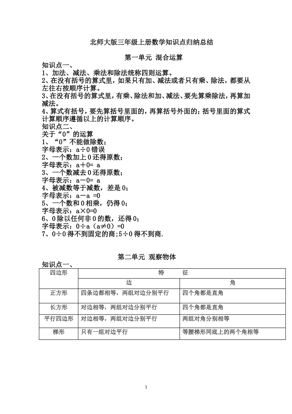 【北师大版】三数上知识点归纳15页(1).doc_第1页