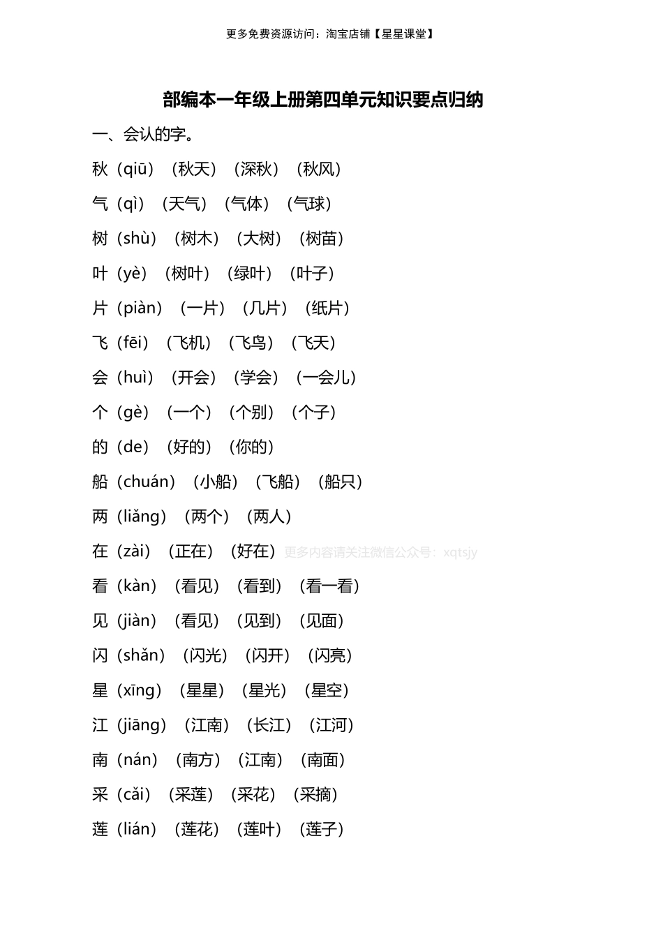 人教版一年级上册第四单元知识要点归纳(1).pdf_第1页