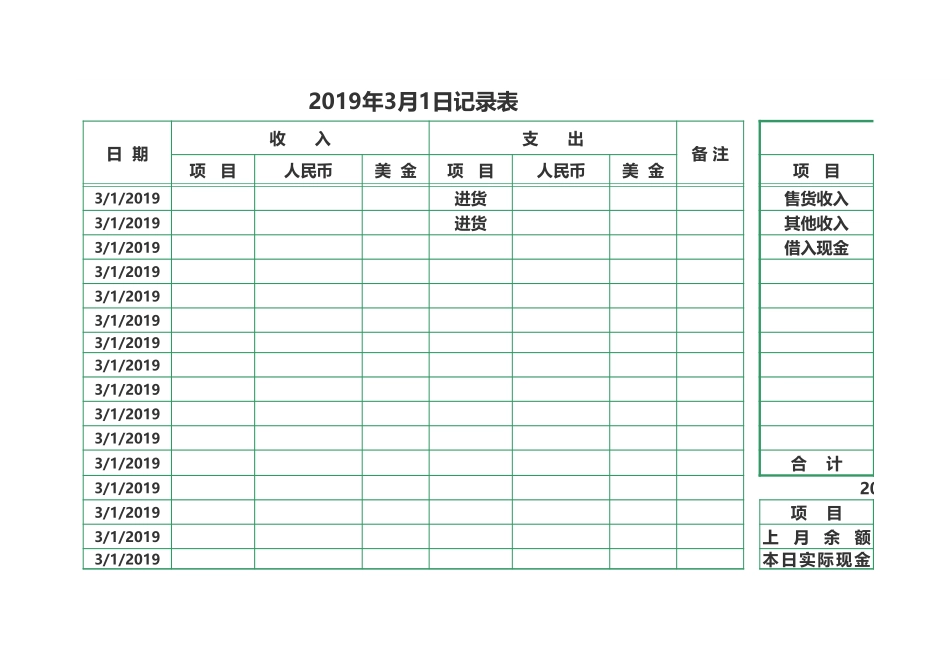 02-【管理表格】-08 -财务收支管理系统-月统计每日明细.xlsx.xls_第2页