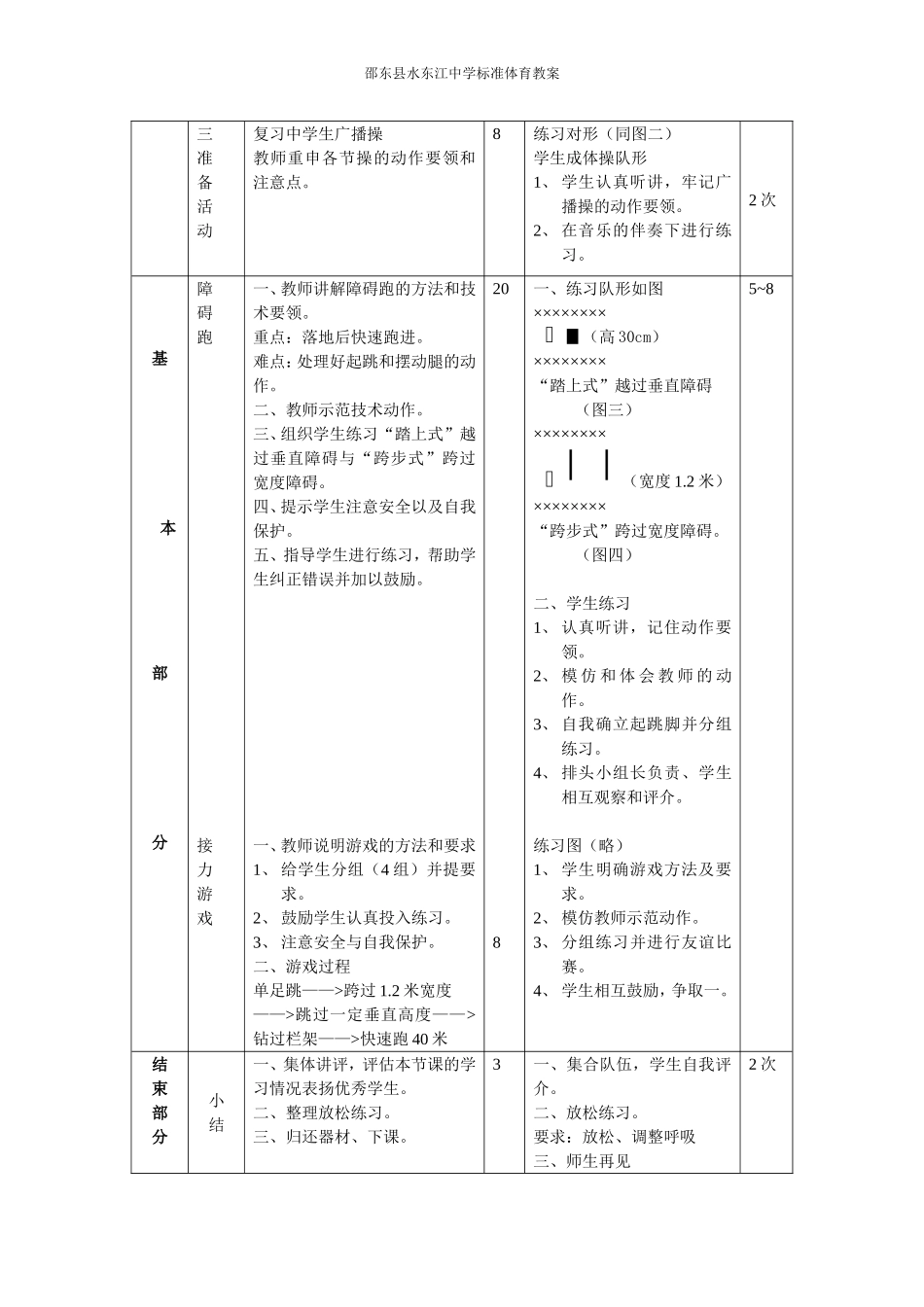 初三年级全套体育教案(共36课).doc_第2页