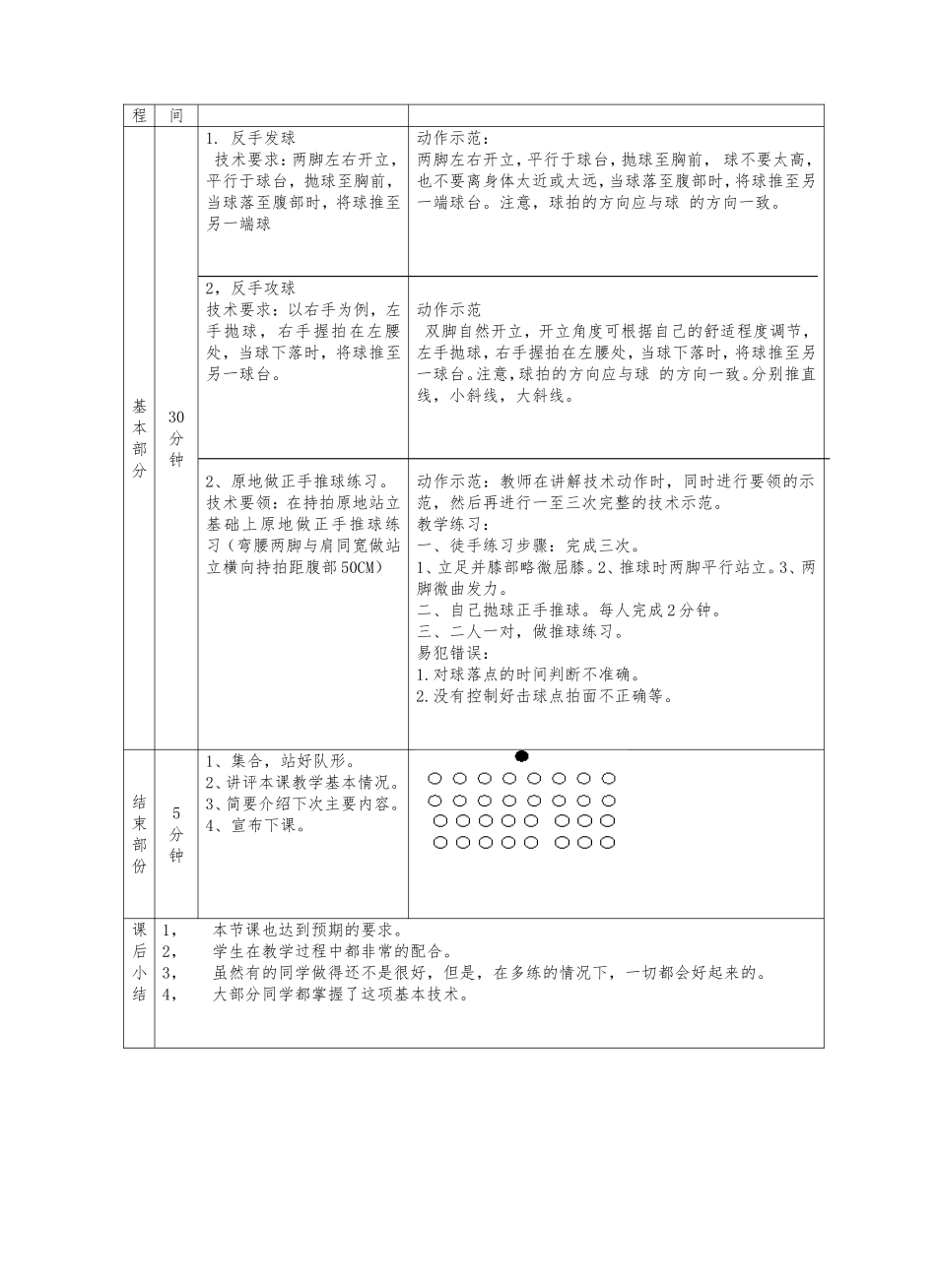 小学生高年级乒乓球基本技术教学课教案.doc_第2页