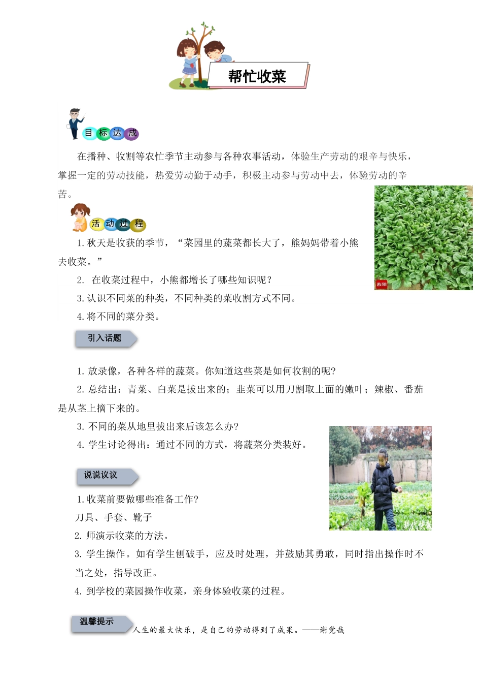 1.帮忙收菜（教案）-一年级劳动教育“小农庄”（校本课程）.docx_第1页