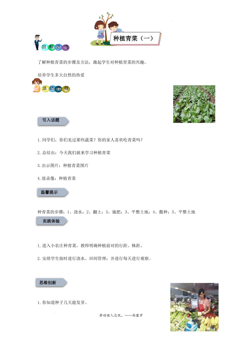 3.种植青菜（一）（教案）-三年级劳动教育”小农庄“（校本课程）.docx_第1页