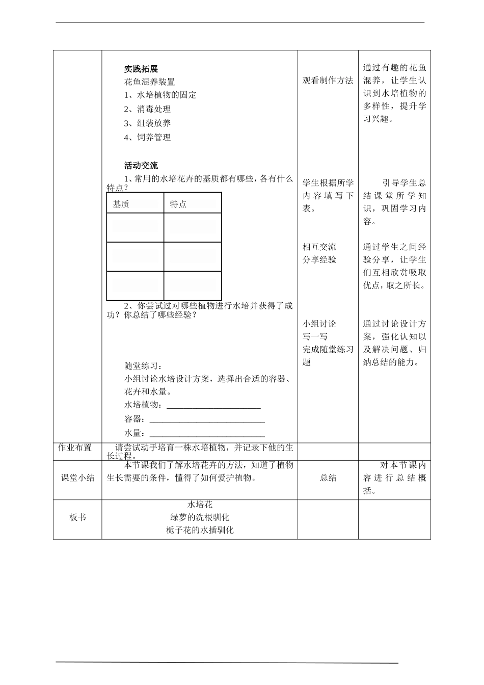 小学高年级第二单元第7课《水培花》教案.doc_第3页