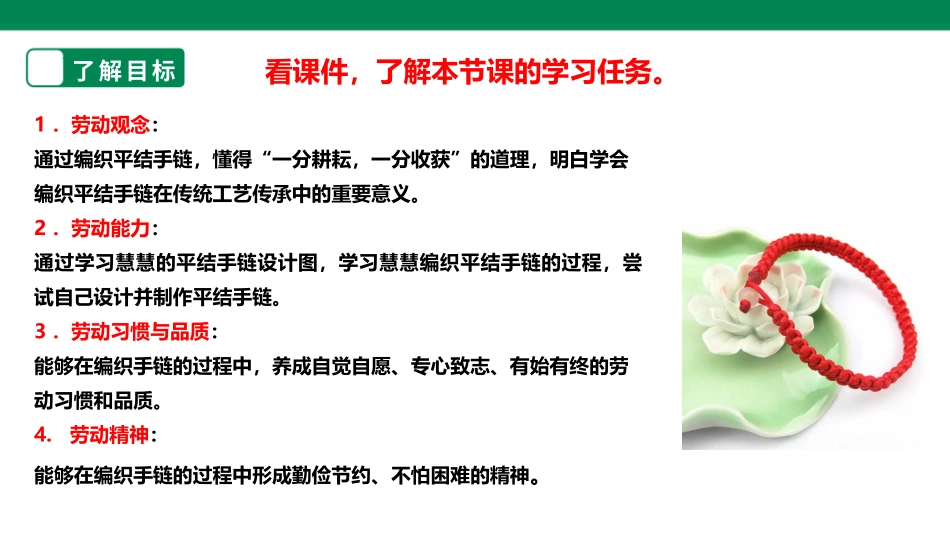 浙教版劳动四上项目二 任务二《平结手链创意多》 课件.pptx_第2页