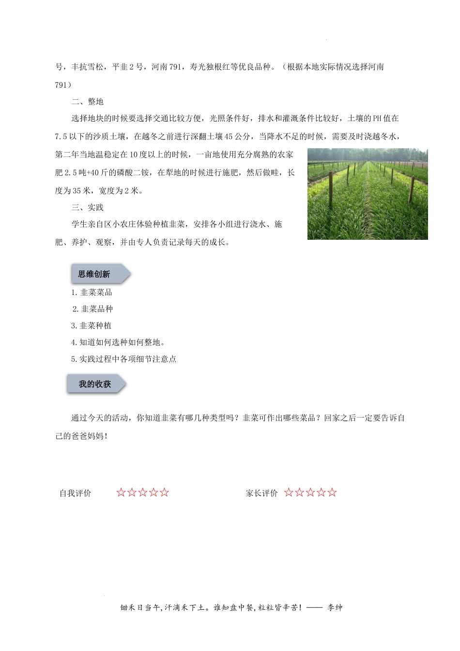 种植韭菜（一）（教案）-四年级劳动教育“小农庄”（校本课程）.docx_第2页