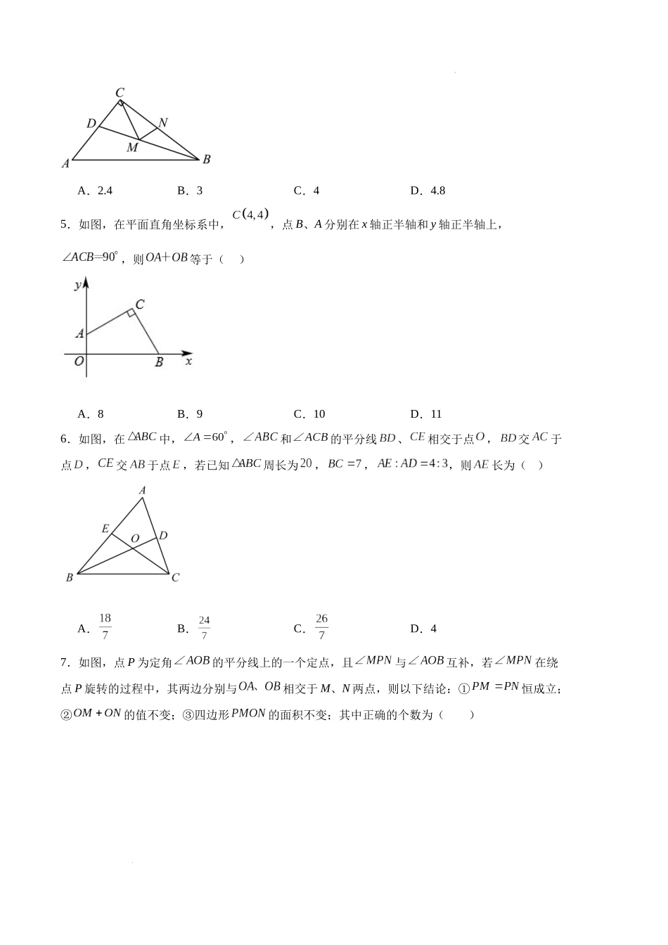 专题05 全等三角形压轴题训练（原卷版）（人教版） -备战2023-2024学年八年级数学上学期期中真题分类汇编（人教版）.docx_第2页