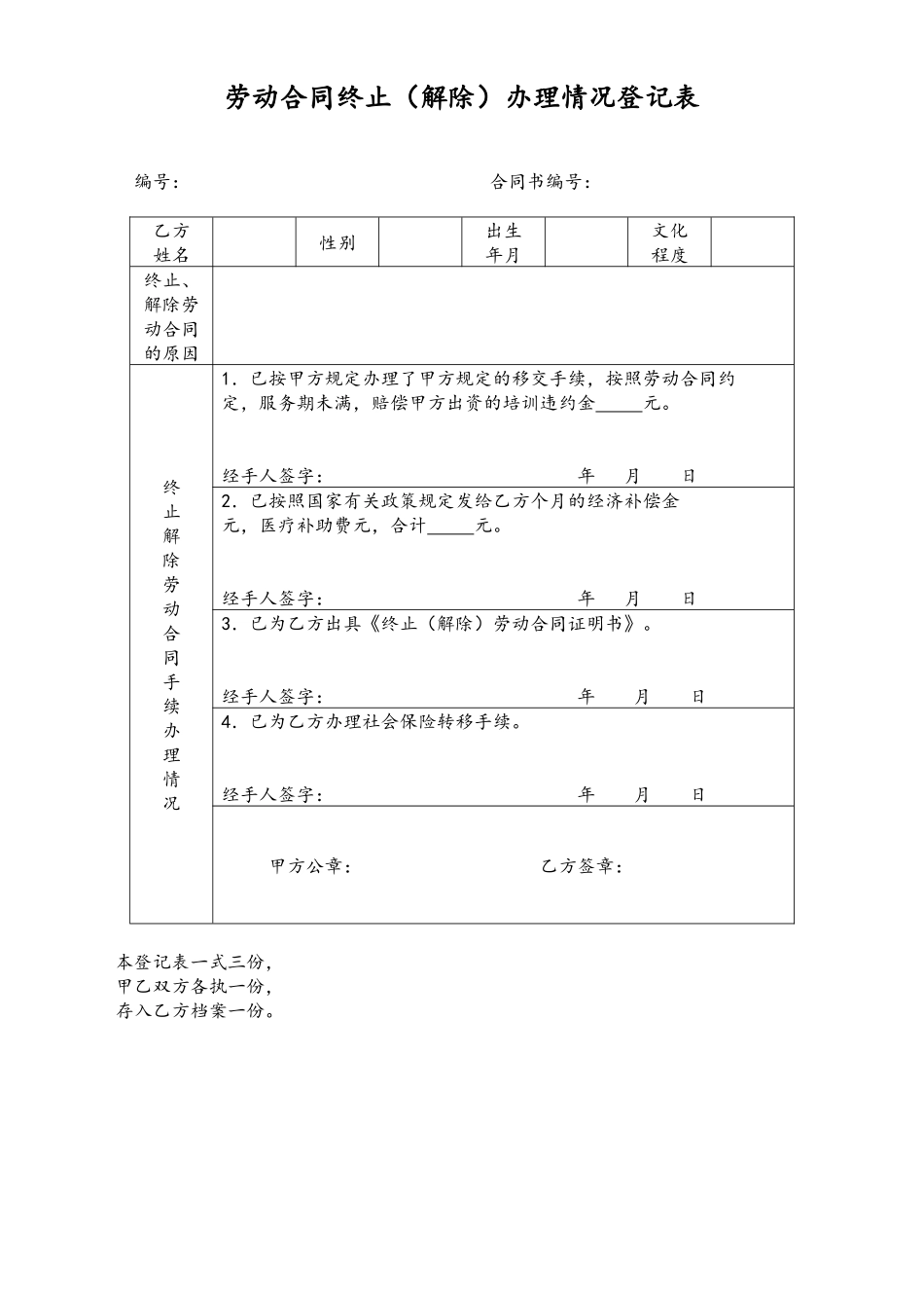 10-【附件】-12-劳动合同终止办理情况登记表.docx_第1页