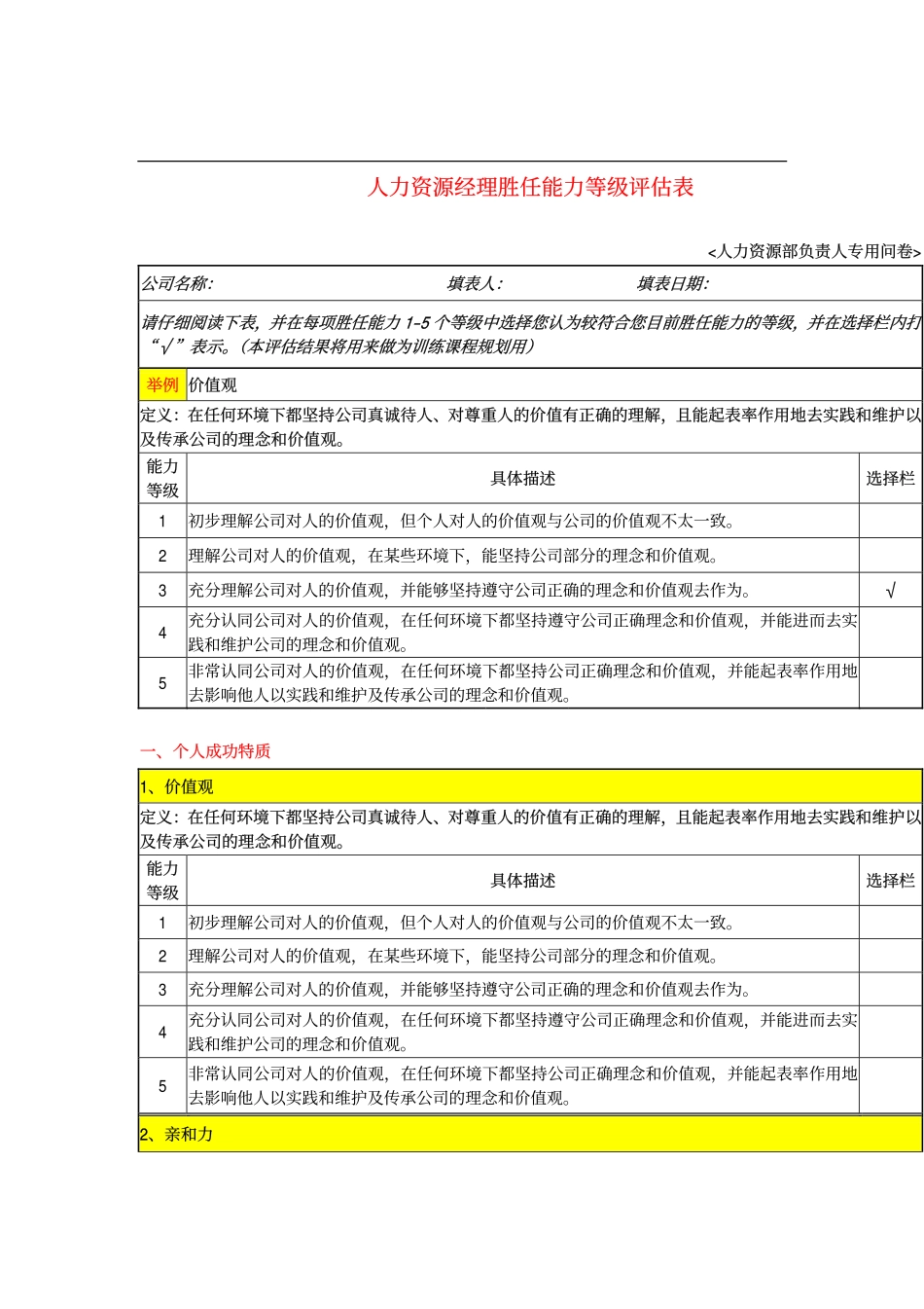 13-人力资源经理胜任能力等级评估表.pdf_第1页