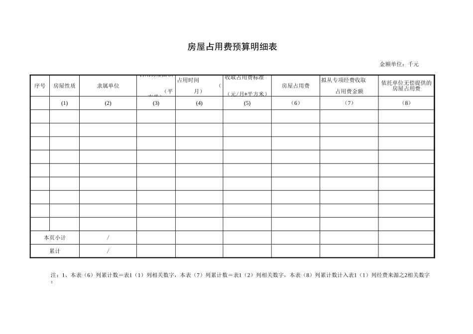 房屋占用费预算明细表【山大教育】.xls_第1页