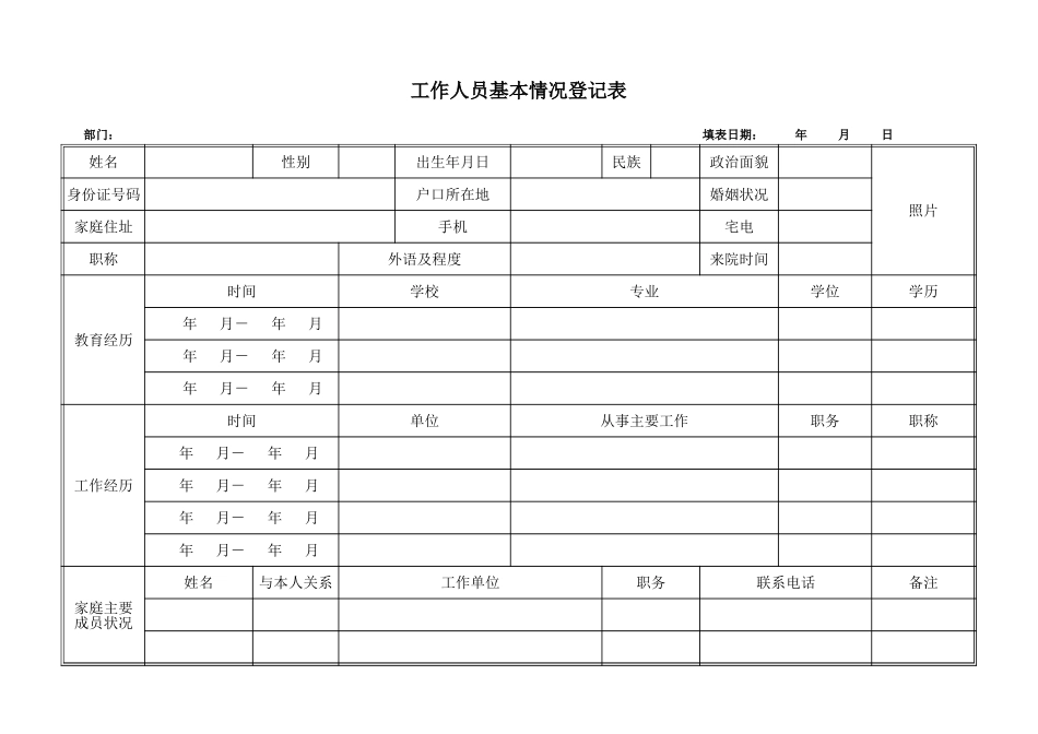工作人员基本情况登记表【山大教育】.xls_第1页