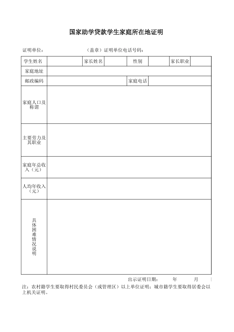 国家助学贷款学生家庭所在地证明【山大教育】.xls_第3页