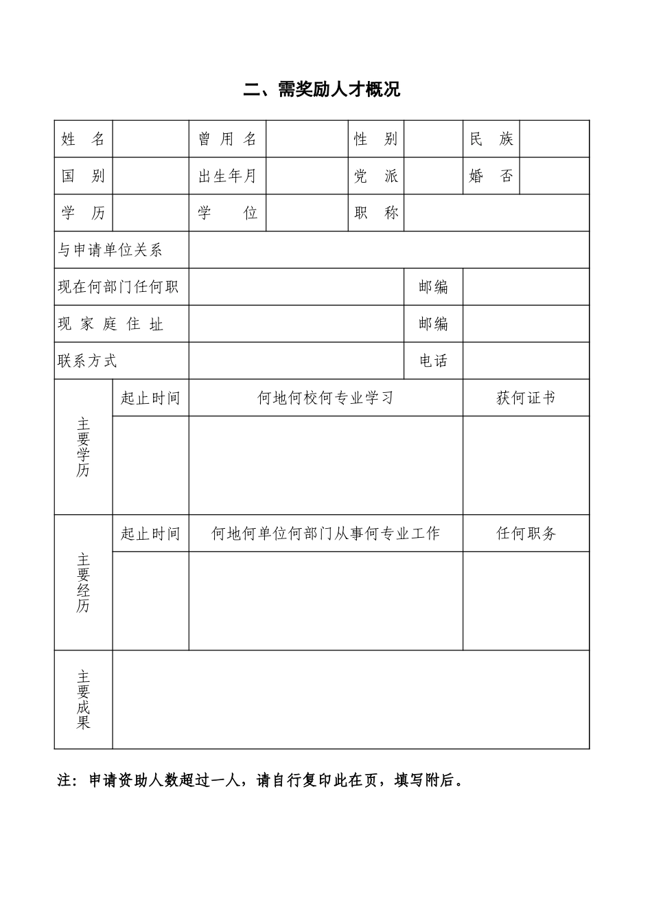 奖励有突出贡献人才资金资助申请书【山大教育】.xls_第2页