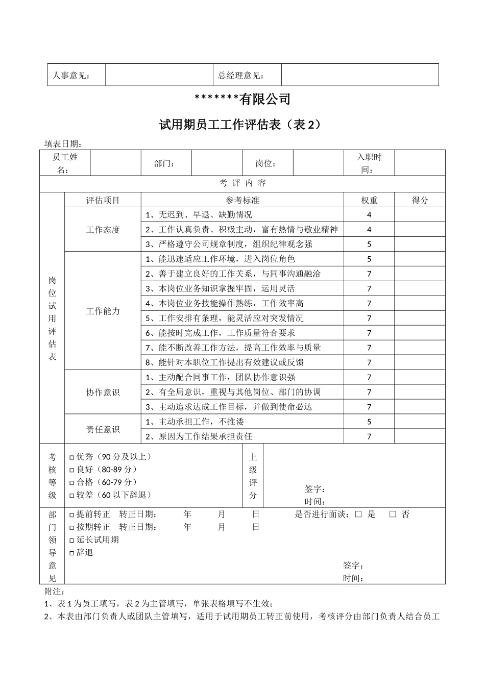 【转正】转正审批表+工作评估单.docx_第2页